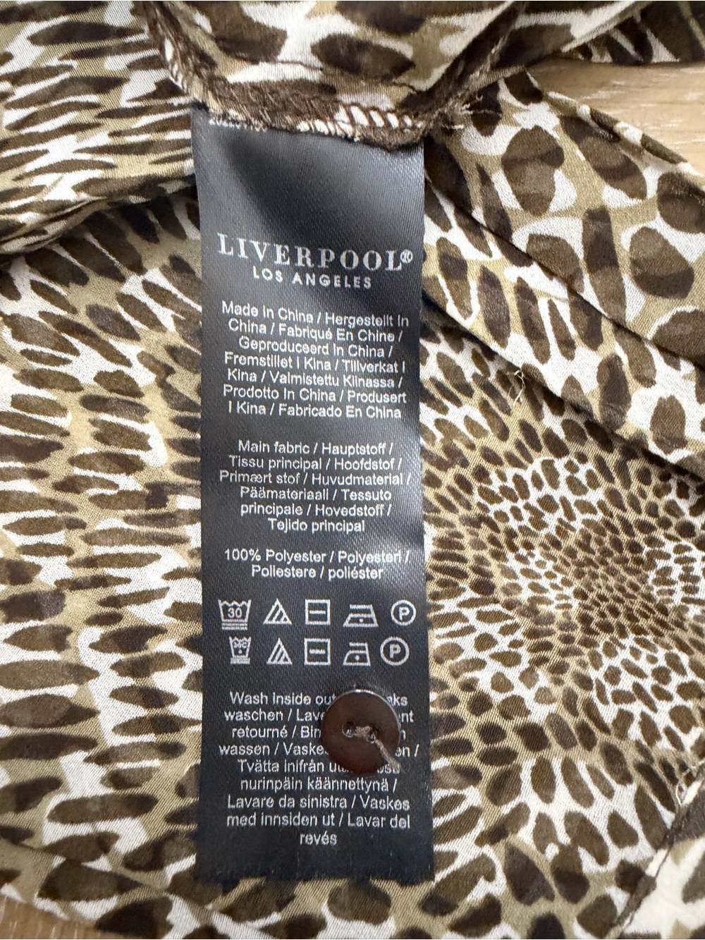 Liverpool Los Angeles Animal Print Button Down Blouse Brown Size L - Picture 7 of 7